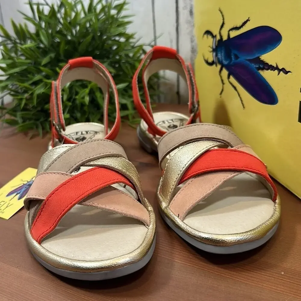 FLY London Cune Leather Multi-Strap Sandals Size 35‎